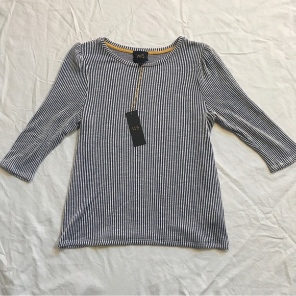 NWT W5 blue and white striped 3/4 sleeve shirt size large - Picture 3 of 11